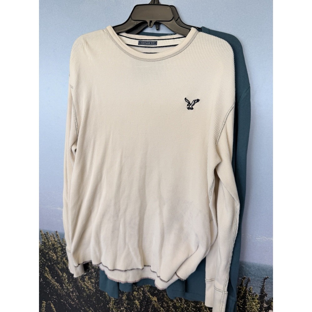 Lot Of 4 American Eagle Shirt XL Y2K Waffle Knit Thermal Camouflage Vintage Fit - Picture 6 of 9